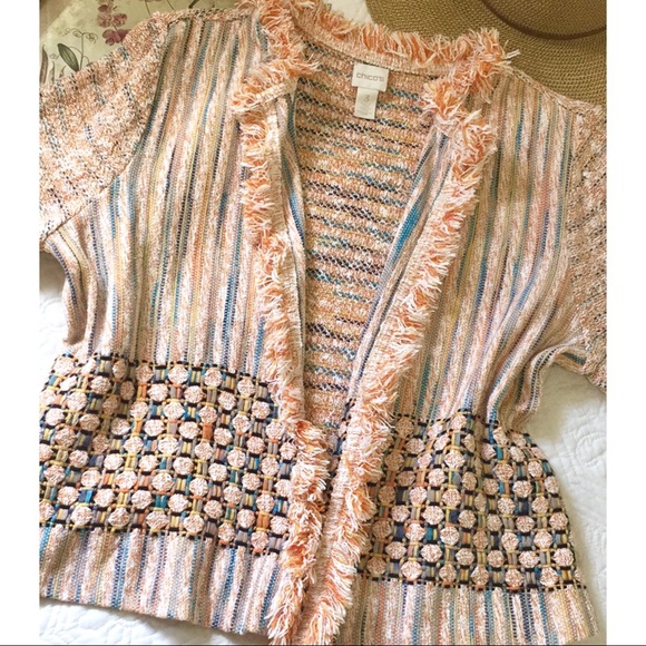 Chico's Sweaters - Chico’s Textured Bonnie Fringe Cardigan